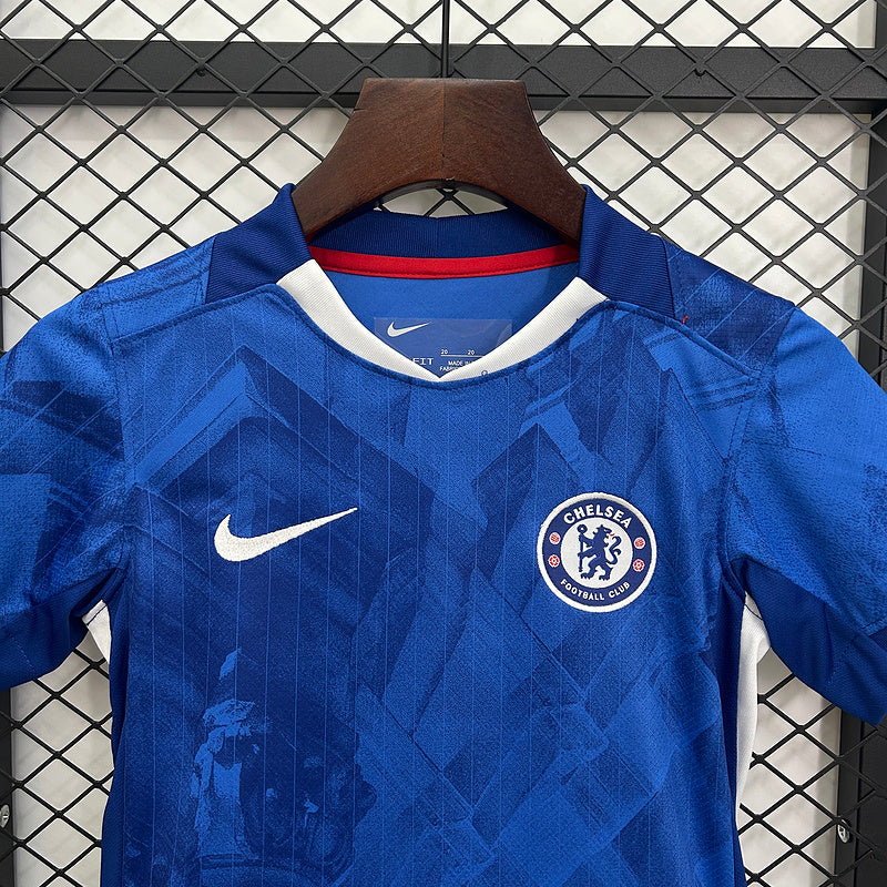 Kids Chelsea Home Kit 25/26 with World Champions 25 printing